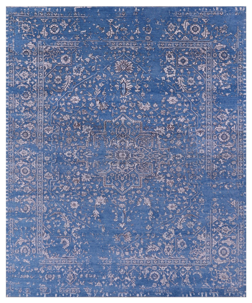 8' 1" X 9' 10" Persian Heriz Serapi Handmade Wool & Silk Rug - Q15764