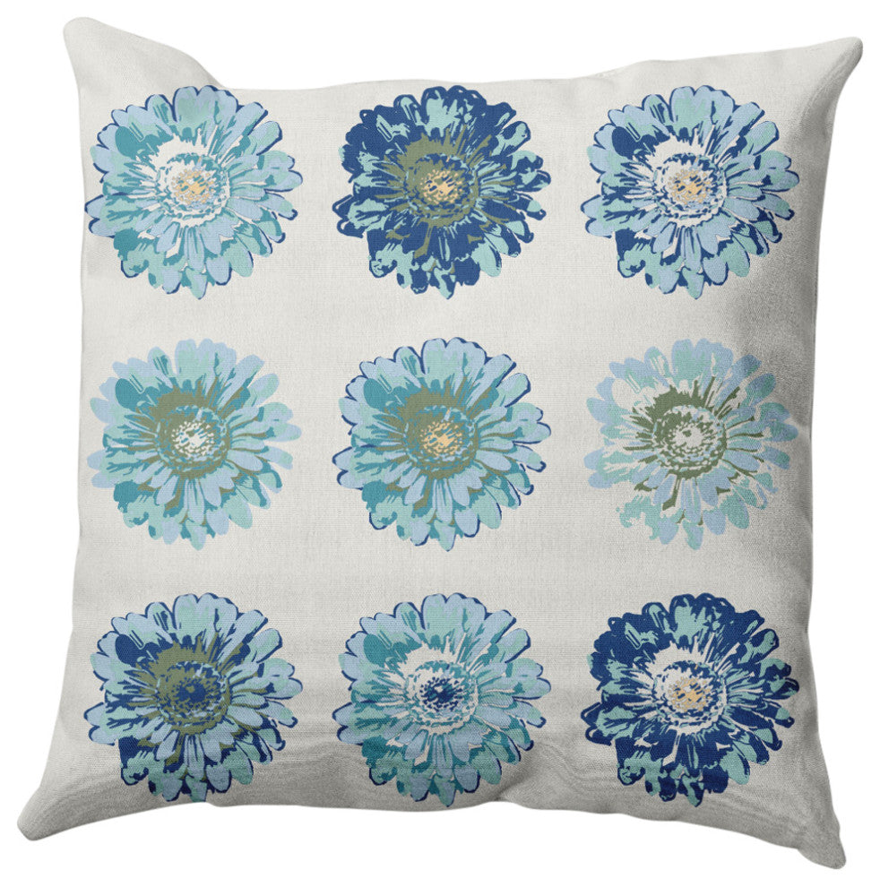 Gypsy Floral Decorative Throw Pillow, Dark Cobalt Blue, 20"x20"