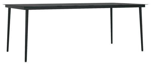 vidaXL Patio Dining Table Black Steel and Glass Garden Dinner Desk Furniture