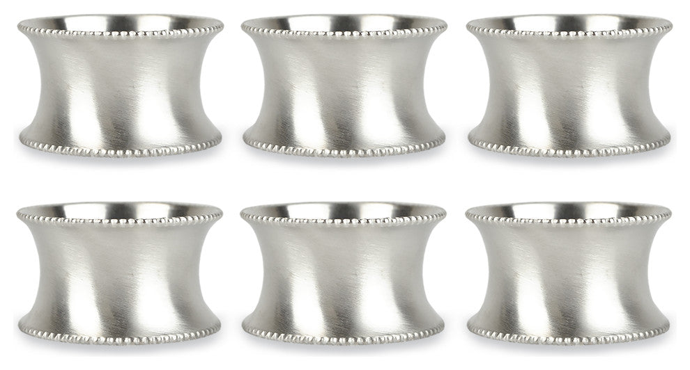 DII Beaded Silver Napkin Ring, Set of 6