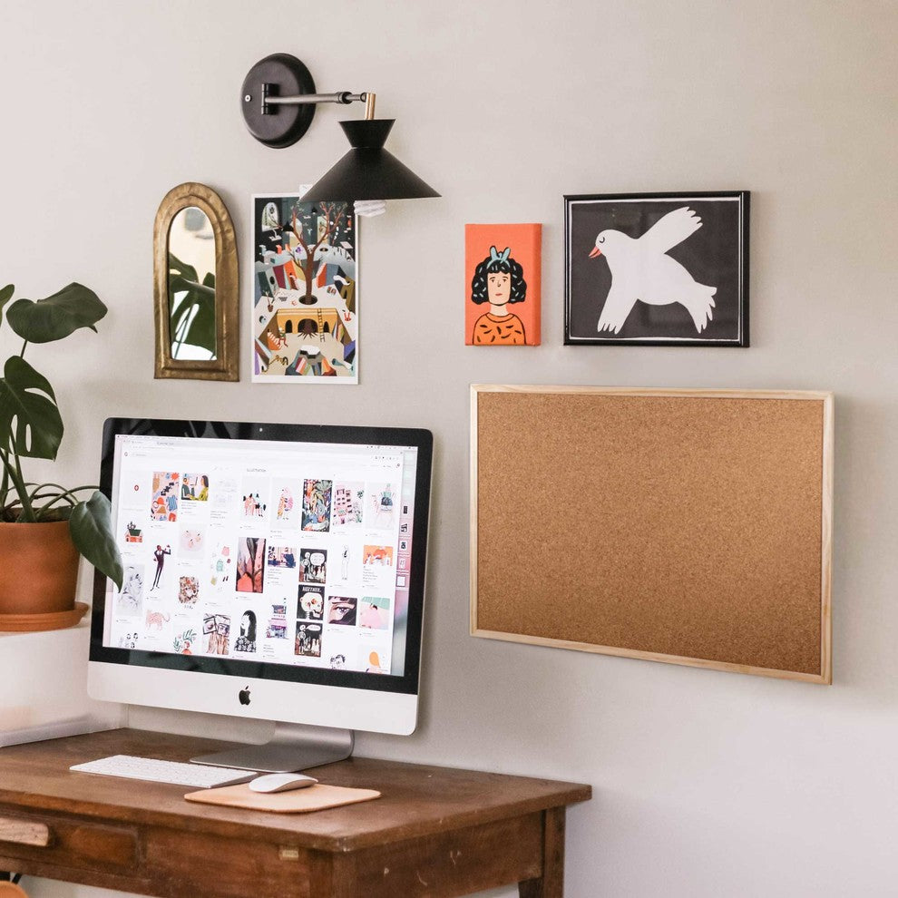 DESK TECH 6-Piece Small Cork Bulletin Board with Wooden Frame Bulk, 24 x 18 inch