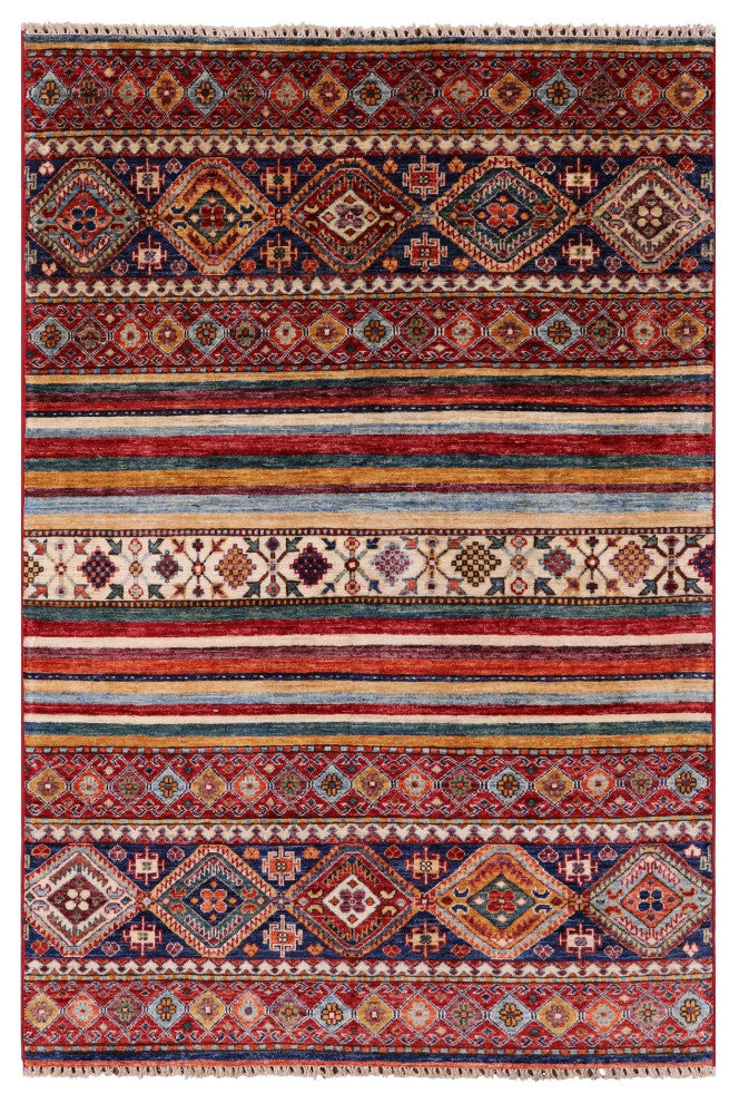 Khorjin Super Kazak Hand-Knotted Wool Rug 3' 10" X 5' 9" Q10777
