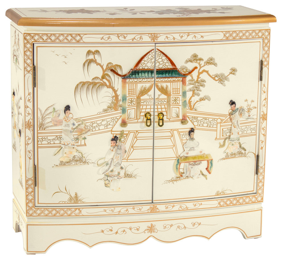 White Lacquer Hall Cabinet Royal Ladies