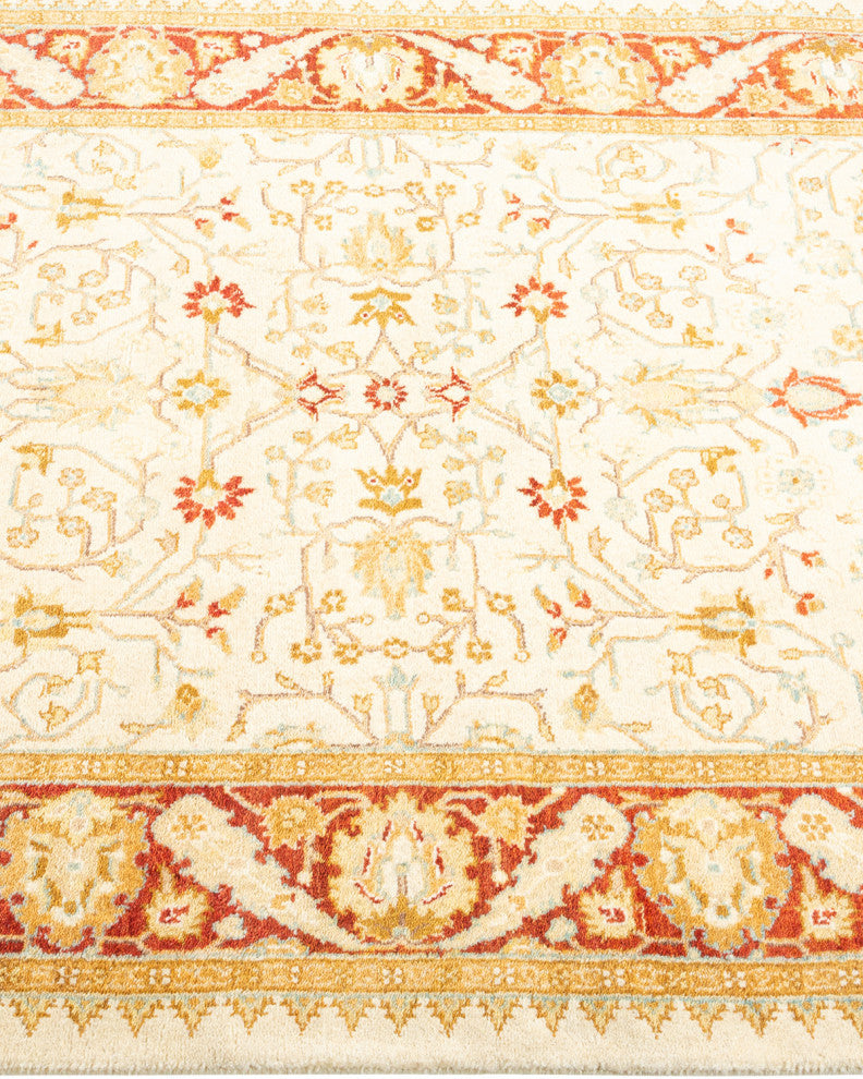 Saharanpur, One-of-a-Kind Hand-Knotted Area Rug Ivory, 3'1"x10'7"