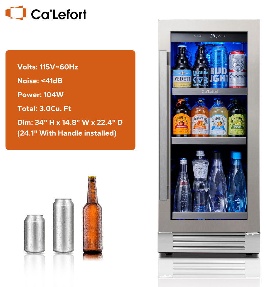 Ca''Lefort 15" 100 Cans  Beverage Refrigerator Built-In Soda Beer Drink Cooler