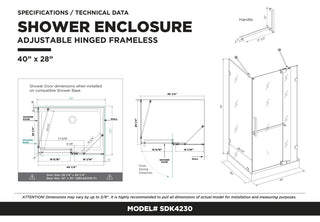 Double Threshold Acrylic Shower Base, Shower Enclosure Left Hand