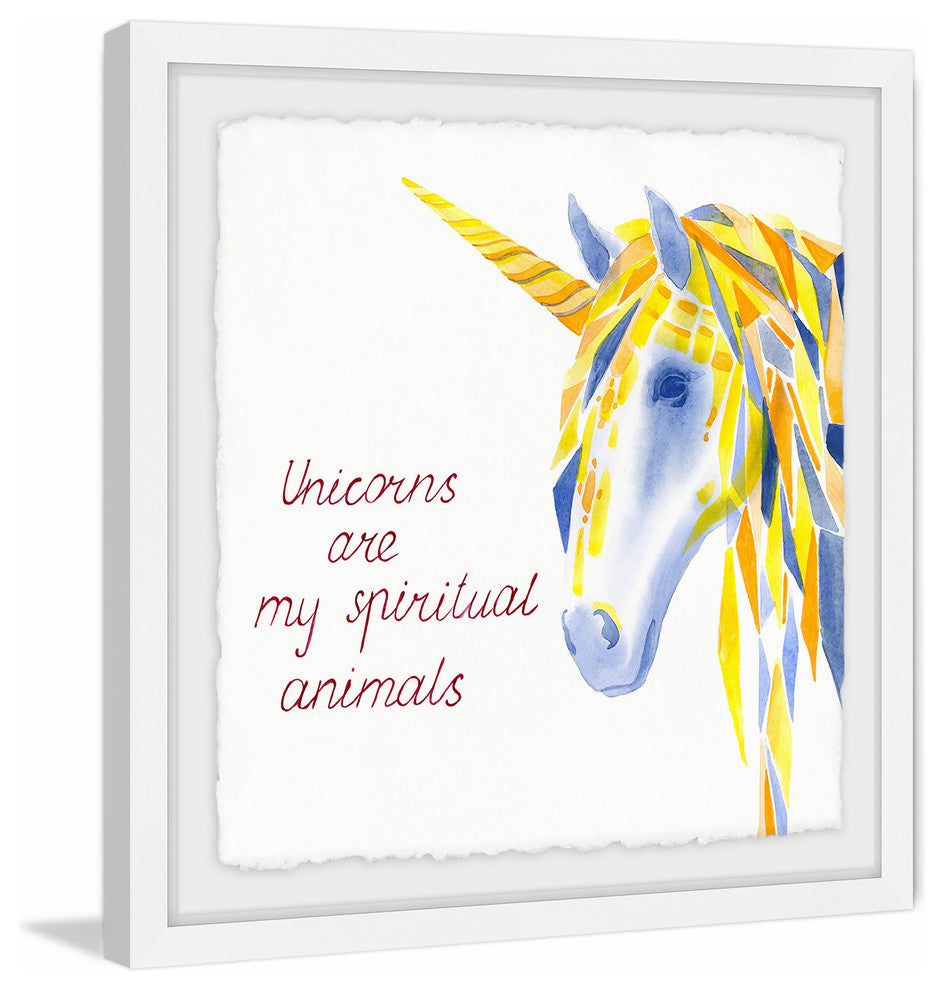 "Unicorns Are Spiritual II" Framed Painting Print, 32"x32"