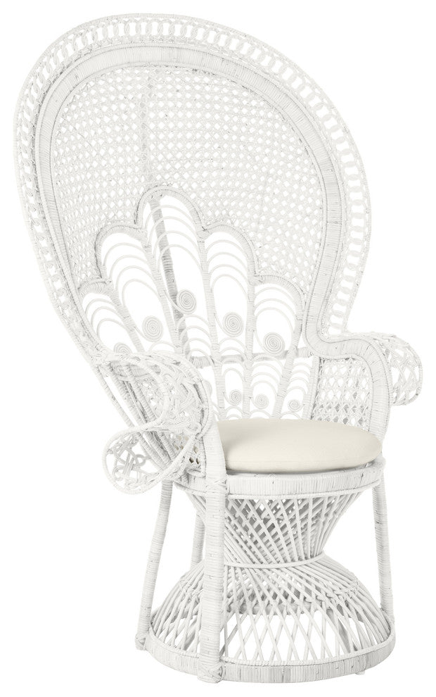 Lady Peacock Rattan Chair, White