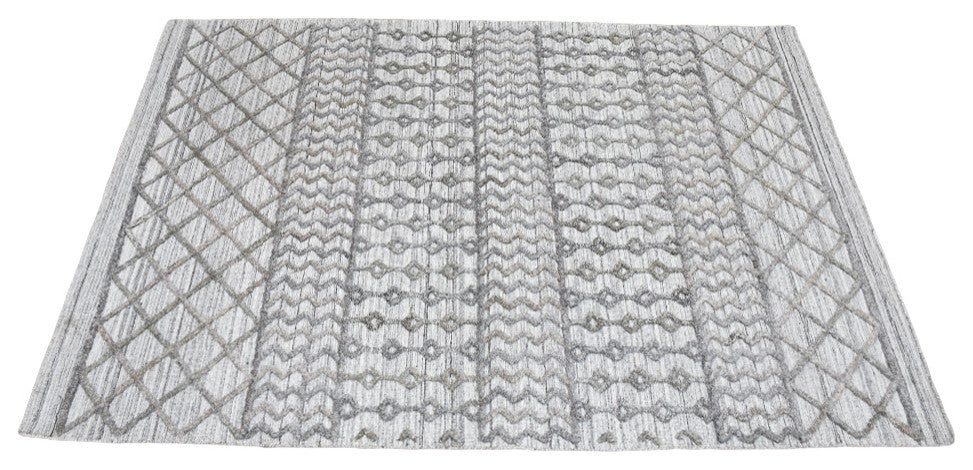 HAND WOVEN FLAT WEAVE KILIM POLYESTER AREA RUGS -Rectangle,Gray,Contemporary, [Rectangle] 4'x6'