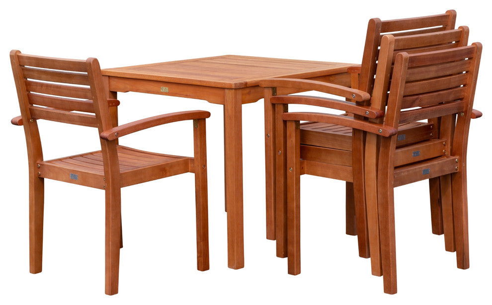 DTY Outdoor Living Leadville 5-Piece Eucalyptus Dining Set, Natural Oil