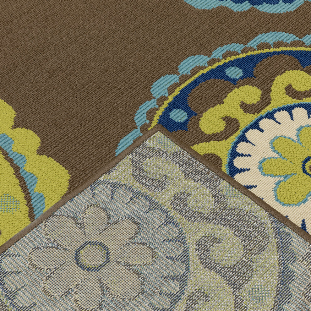 Oriental Weavers Caspian Brown/Green Medallion Indoor/Outdoor Rug 8'6"X13'