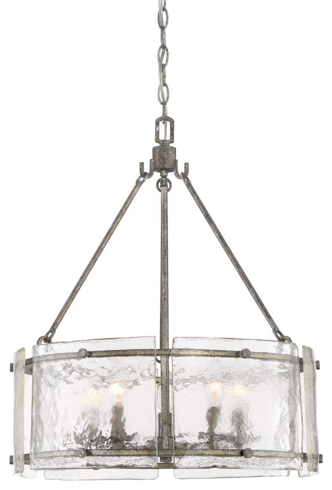 Fortress 5-Light Pendant, Mottled Silver