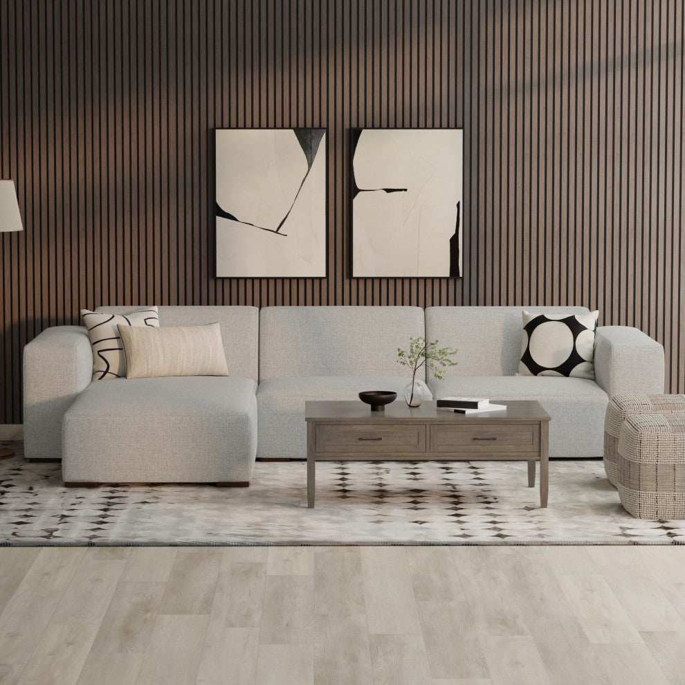 Rex Left-Facing Modular Sectional Sofa in Tightly Woven Performance Fabric