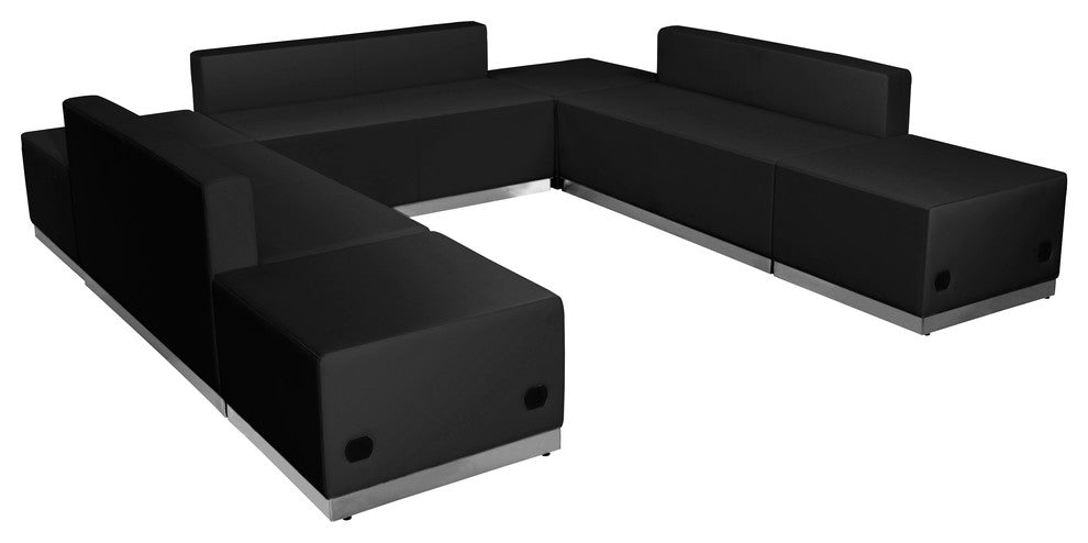 MFO Inspiration Collection Black Leather Reception Configuration, 7 Pieces