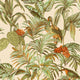 Textured Wallpaper, Birds Plants, Beige Green Orange, Sample