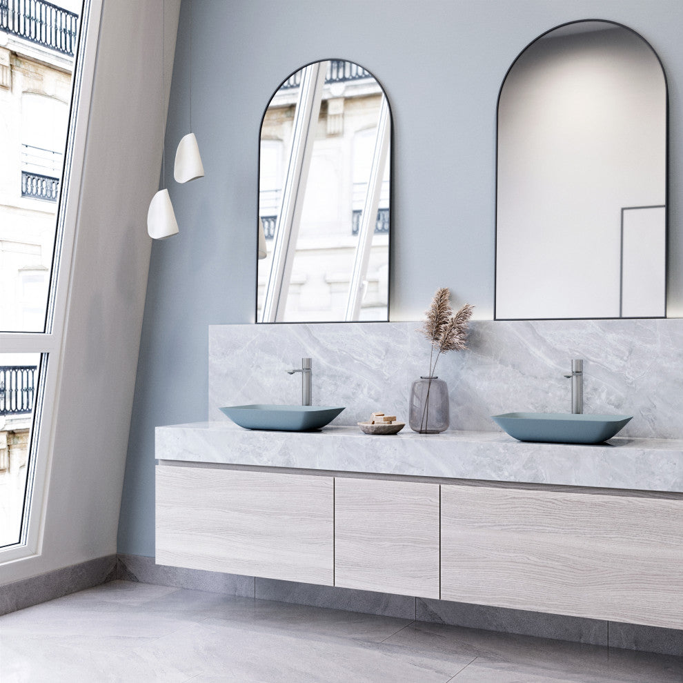 Sottile 18"L x 13"W Glass Vessel Sink and Gotham 12"H Faucet Set