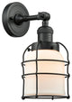 Small Bell Cage 1-Light Semi-Flush Mount, Matte Black, Matte White