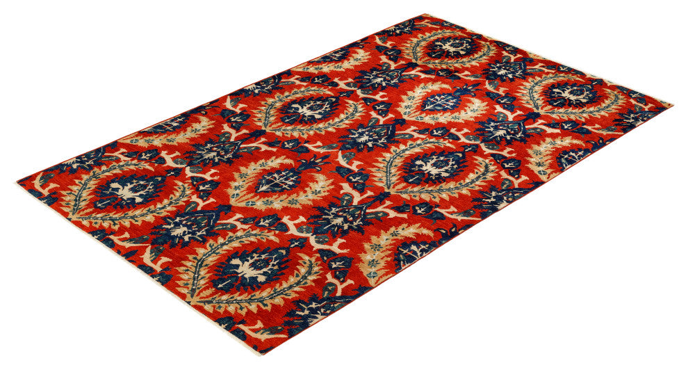 Eclectic, One-of-a-Kind Hand-Knotted Area Rug Orange, 6'7"x10'5"