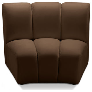 Infinity Channel Tufted Velvet Modular Chair, Brown, 1 Piece