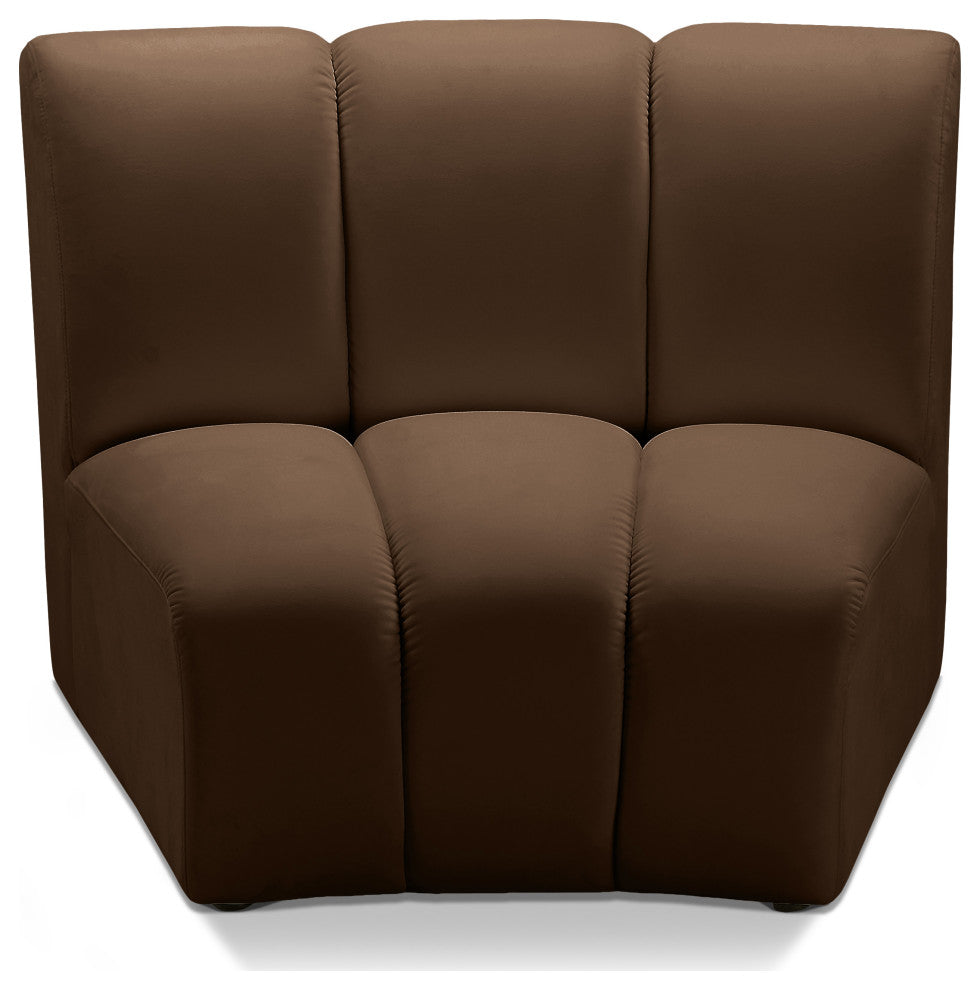 Infinity Channel Tufted Velvet Modular Chair, Brown, 1 Piece