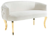 TOV Furniture Adina White Velvet Loveseat with Gold Legs