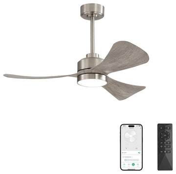 42" 3-ABS Blade Straight indoor LED Ceiling Fan, Light, Nickel and Wood Grain