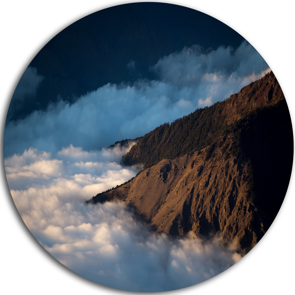 Clouds At The Foot Of Hills, Landscape Round Wall Art, 23"