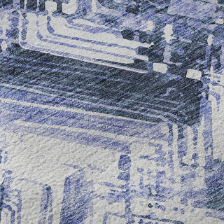 Premium Machine Washable Mayfield AMF630 Blue 2'3" x 7'6" Runner Rug