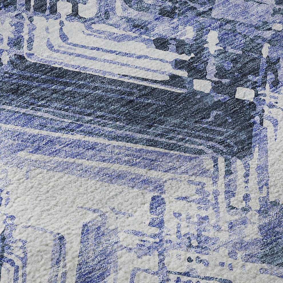 Premium Machine Washable Mayfield AMF630 Blue 2'3" x 7'6" Runner Rug