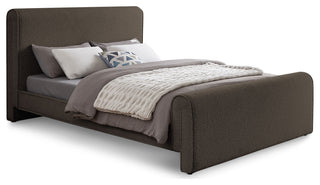 Stylus Black Boucle Fabric Full Bed, Brown, Queen
