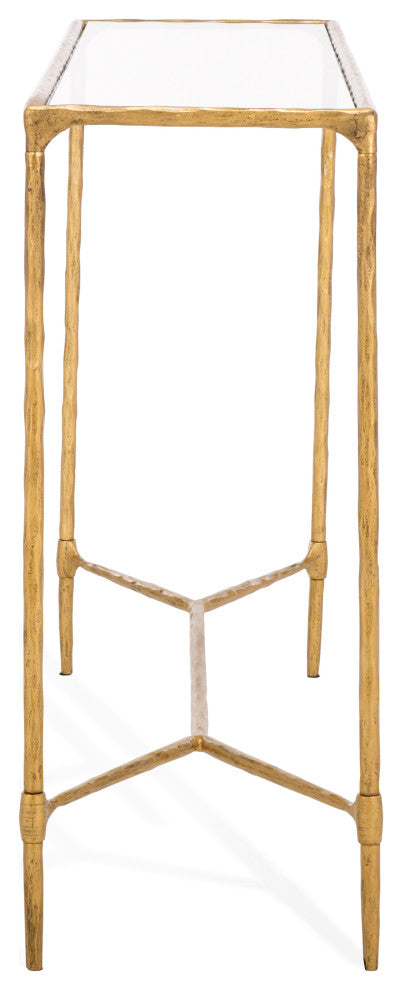 Safavieh Couture Isabellina Metal Console Table, Brass / Clear