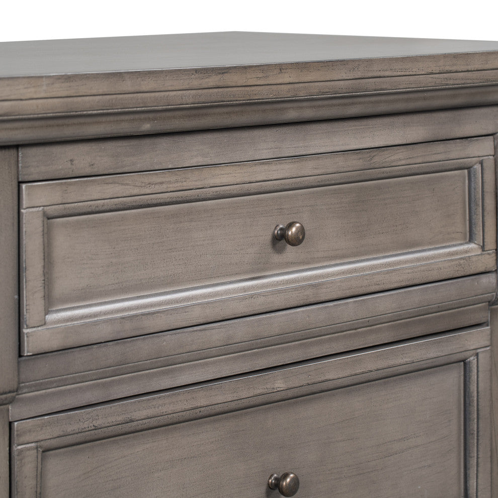 3-Drawer Wood Nightstand, Grey, 30'' Tall
