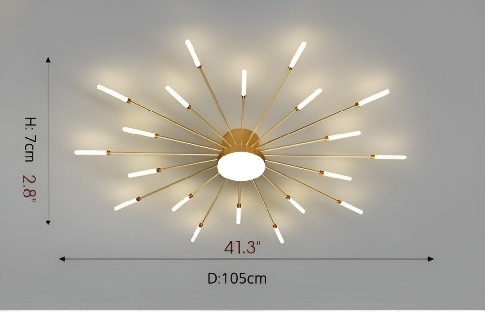 Willisau | Luxury LED Sun Ceiling Light, Gold, 20 Heads