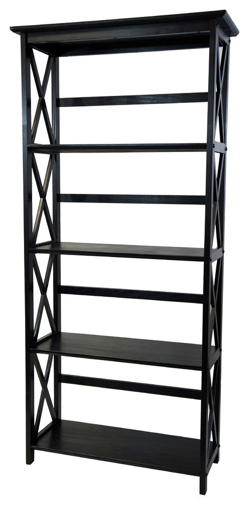 Montego Bookcase, Black, 5 Shelf