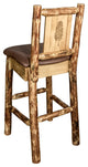 Glacier Country Counterstool Saddle Upholstery, With Laser Engraved Pine Tree