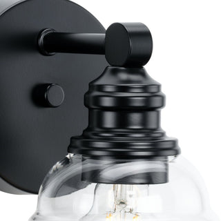 Ambrose Collection 5" 1-Light Matte Black Clear Glass Bath Vanity Light