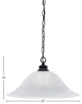 Chain 1-Light Chain Hung Pendant, Matte Black/White Alabaster