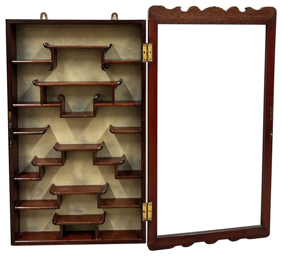 Mid-20th Century Chinese Hardwood Wall Mounted Display/Curio Cabinet