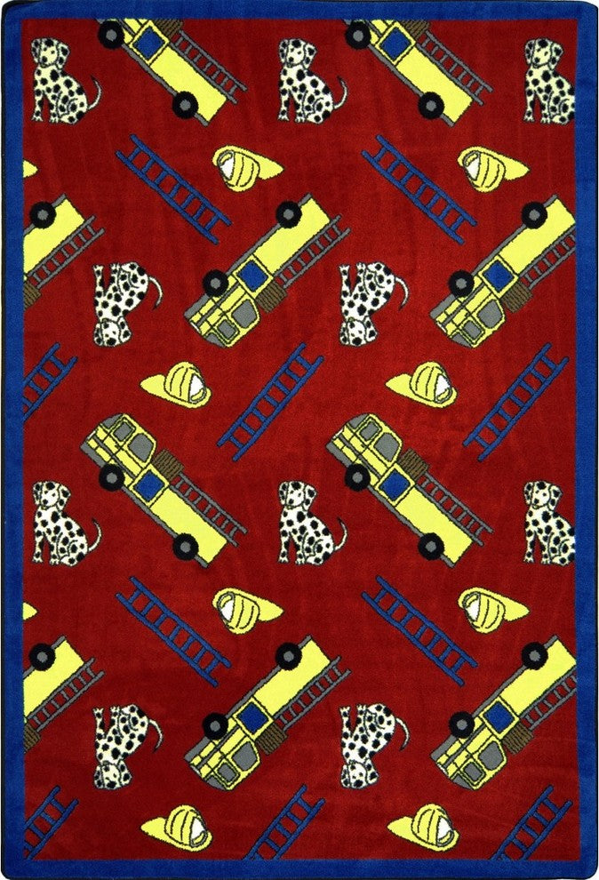 Playful Patterns Rug, Hook and Ladder, 7'8"x10'9", Red