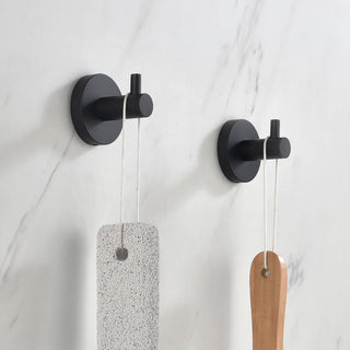 Circular Bathroom Towel & Robe Hook 2 Count, Matte Black