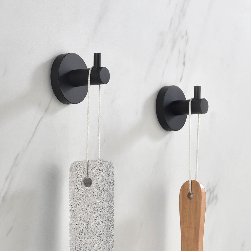 Circular Bathroom Towel & Robe Hook 2 Count, Matte Black