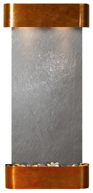 Cascade Springs Water Fountain, Black Featherstone, Rustic Copper, Round