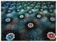 Blue Flowers on Alien Planet, Floral Canvas Art Print, 40"x30"