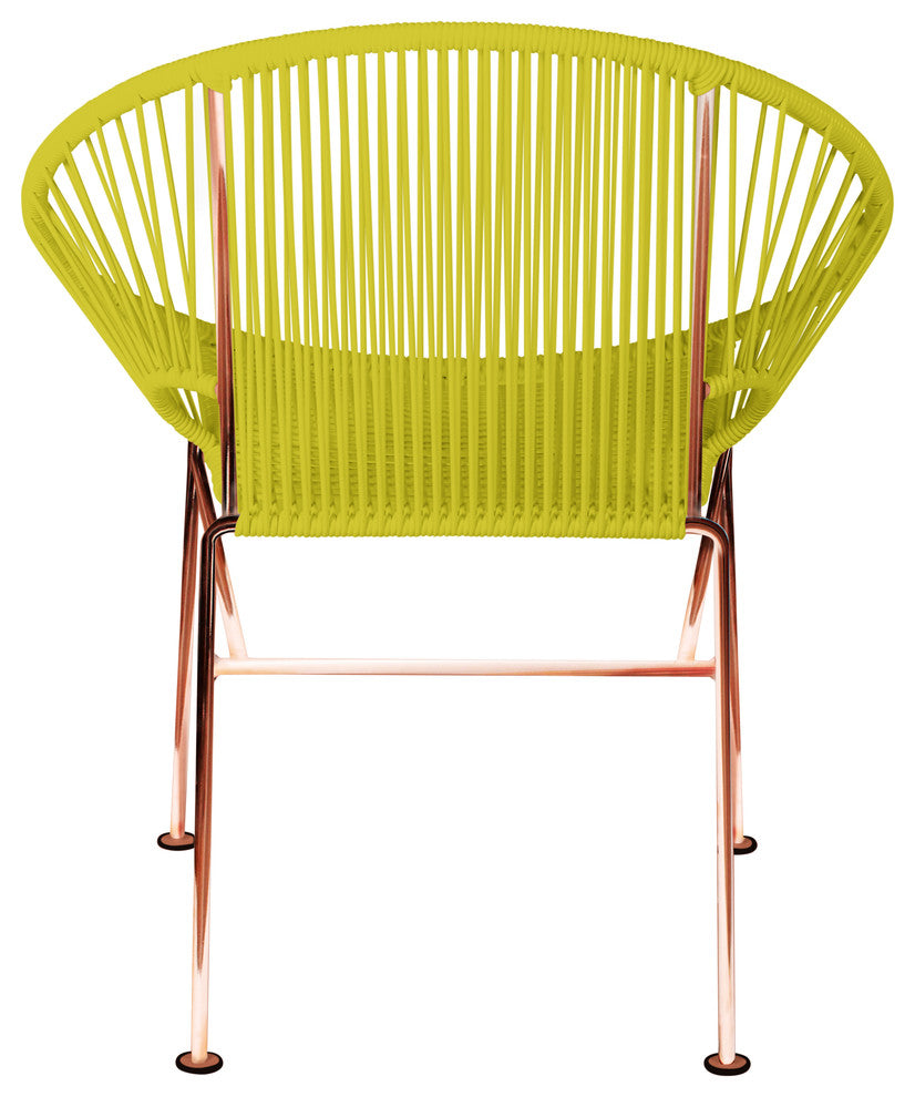 Concha Indoor/Outdoor Handmade Dining Chair, Yellow Weave, Copper Frame