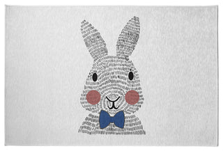 Bow-tie Bunny Easter Chenille Rug, Dark Cobalt Blue, 4'x6'