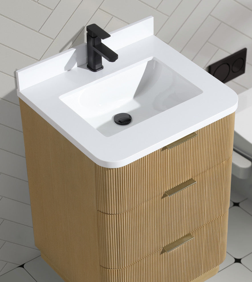 Ari Kitchen and Bath Calamigo 24" Freestanding Bathroom Vanity Oak