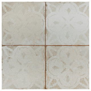 Kings Aurora Encaustic Ceramic Floor and Wall Tile, White
