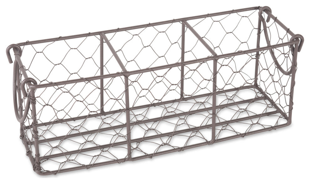 DII Rustic Chickenwre Flatware Caddy With Clear Jars
