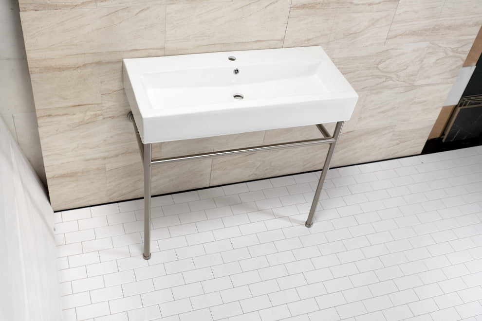 Fauceture VPB39178ST 39" Porcelain Console Sink, Legs, Single-Hole