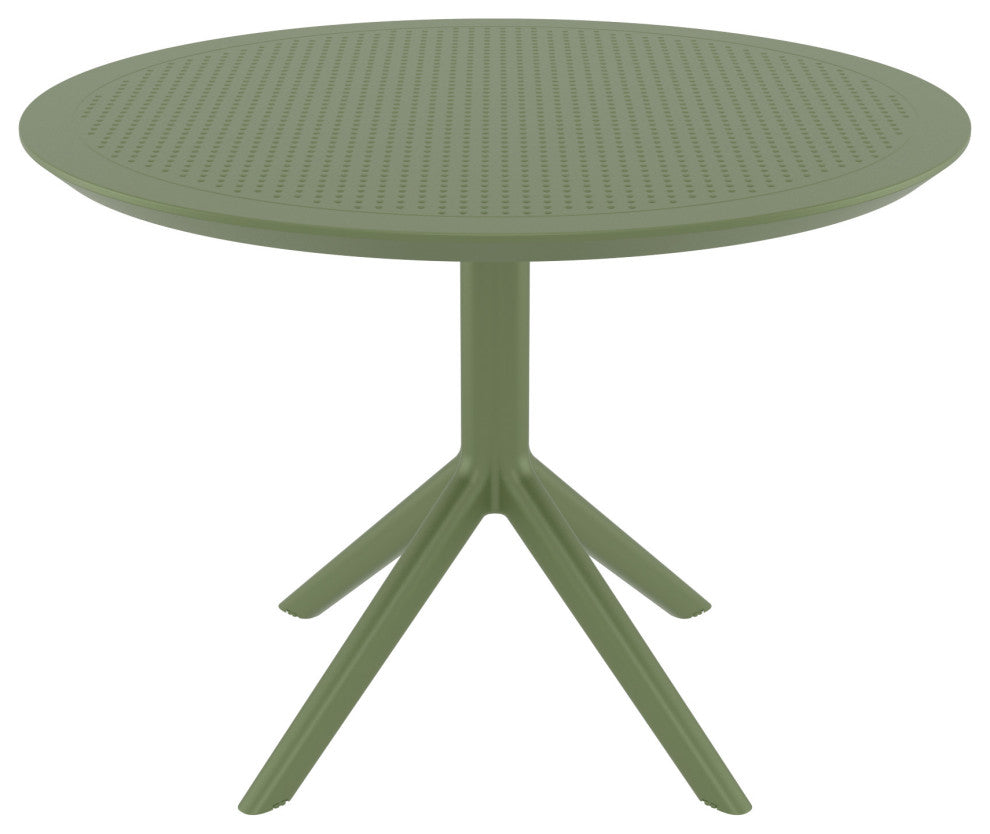Sky Round Dining Table 42" Black, Olive Green